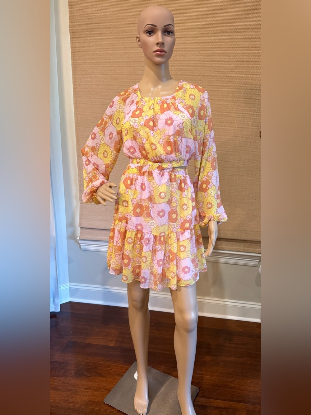 Steve Madden Pink & YellowFloral Cut Out Dress Size XS NWOT - Picture 2 of 13